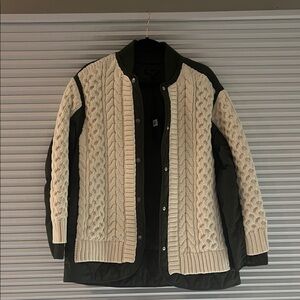 Rag & Bone Olive and Cream Cable Knit Jacket